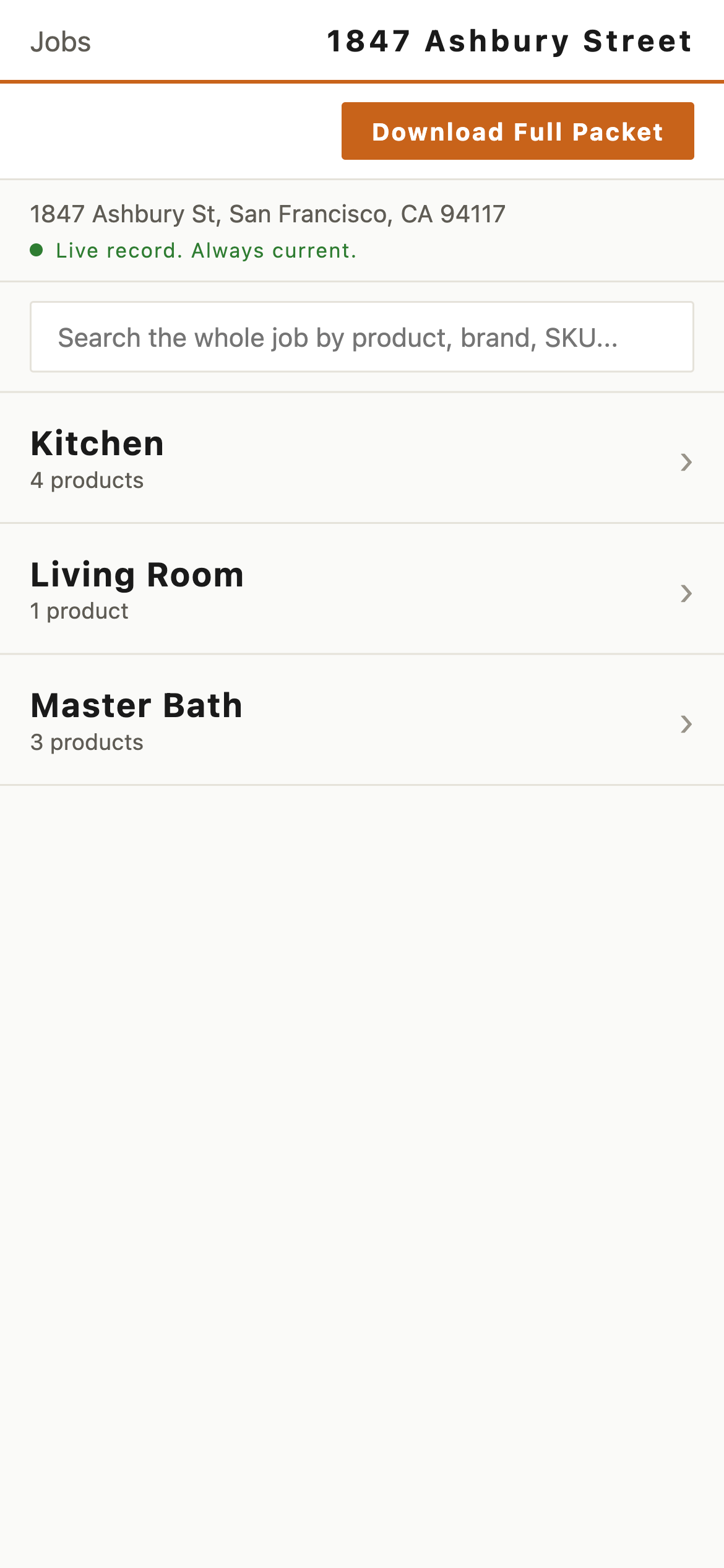 Installer view on a phone